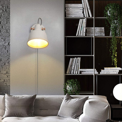Modern Mini White Plug in Cord Reading Wall Lamp with Switch - Rotating Adjustable Spotlight Wall Sconces Fixture - Indoor Night Light for Bedroom Child Headboard Living Room Decoration(7W 3000K)