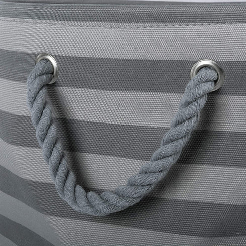 Bone Dry Pet Storage Collection Striped Paw Patch Bin, Small Round, Gray