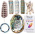 3 Sage Smudging Kit - White Sage, Blue Sage & Cedar | Smudge Kit with Abalone Shell, Stand, Instructions, Blessings & Blue Agate Bracelet (White, Blue & Cedar)