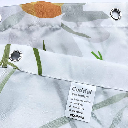 Cedriel Cornflower/Daisy Shower Curtain, Spring Blooming Blue and White Floral Pattern, Polyester Fabric, Waterproof Washable No-Fading with 12Hooks