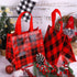 Aneco 12 Pieces Red and Black Plaid Non-Woven Bags Christmas Party Treat Bags Gift Tote Bags 9.8 x 7.9 x 9.8 Inch for Party Favors