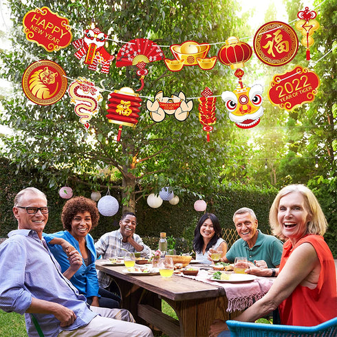 Year of Tiger Garland 2022 Chinese New Year Flag Banner Happy New Year Decoration China Party(Tiger)