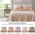 Comfort Spaces Reversible Quilt Set-Vermicelli Stitching Design All Season, Lightweight, Coverlet Bedspread Bedding, Matching Shams, Full/Queen (90 in x 90 in) Gloria, Damask Coral 3 Piece