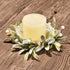 Feirui Pillar Candle Rings Set of 3, Frosted Mistletoe Wreaths with Pearl Accents,Christmas Holiday Parties and Home Decor