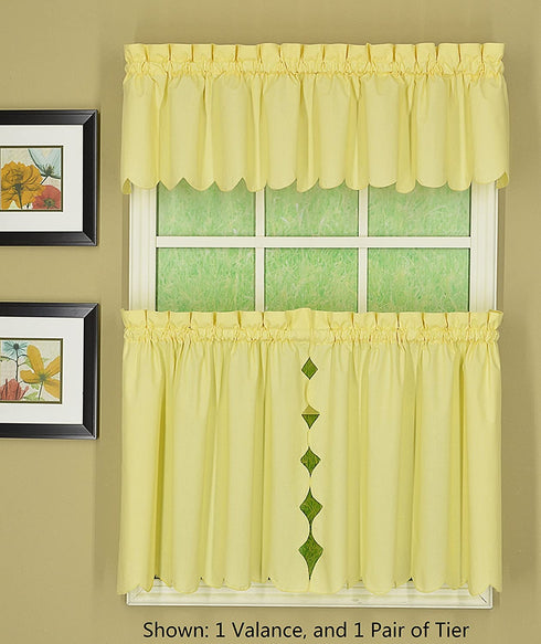 Today's Curtain Orleans 12" Valance Tambour Scallop Edge Curtain, Buttercup, 60 in x (W x L)