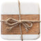 Creative Co-Op Marble & Acacia Wood, White & Natural, Set of 4 Coaster, 4"