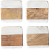 Creative Co-Op Marble & Acacia Wood, White & Natural, Set of 4 Coaster, 4"