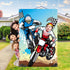 PANTIDE Motocross Photo Door Banner Backdrop Props, Large Satin Photo Background Face Photography Banner Decor Dirt Bike Theme Party Favor Supply Decorations Funny Party Games for Kids, 59 x 39 Inch