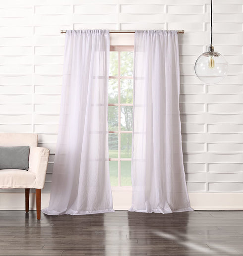 No. 918 Tayla Crushed Texture Semi-Sheer Rod Pocket Curtain Panel, 50" x 108", White