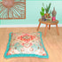 Mandala Life ART Square Meditation Cushion Cover with Fringes - 26 inches - Printed Vintage Blue Cotton Boho Chic Pillow Case