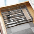 Flatware Tray Utensil Drawer Organizer Kitchen Utensil Cutlery Tray Mesh Designing with Foam Feet Multi Compartments Keep Desk Drawer and Office Supplies Well Organized (Silver)