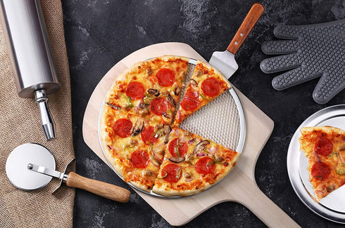 New Star Foodservice 50950 Restaurant-Grade Aluminum Pizza Baking Screen, Seamless, 12-Inch, Pack of 6