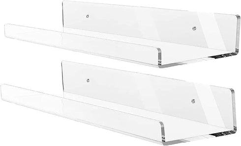 Blingsoul Acrylic Shelves - Pack of 2 Spice Lip Hanging Wall Display Shelf, Bathroom Organizer, Picture Ledge Storage Invisible Makeup Organizer