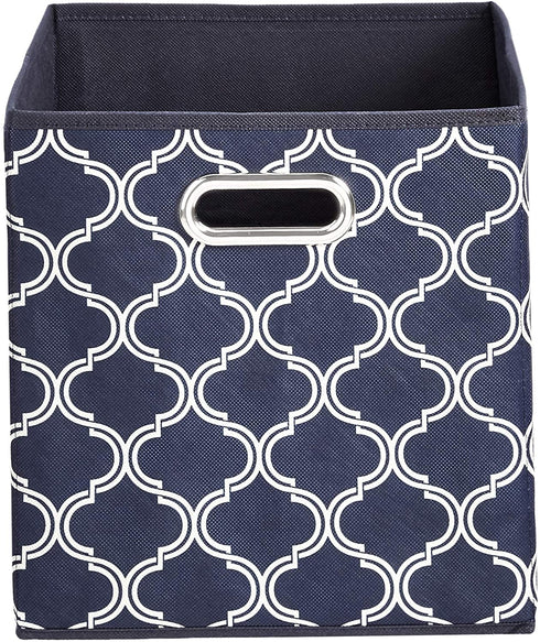 Amazon Basics Collapsible Fabric Storage Cubes with Oval Grommets - 6-Pack, Trellis