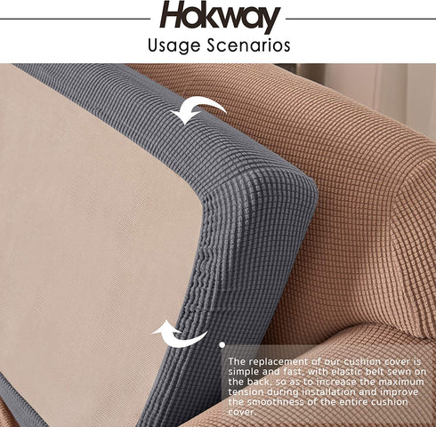 Hokway Stretch Couch Cushion Slipcovers Reversible Cushion Protector Slipcovers Sofa Cushion Protector Covers(2,Light Grey)