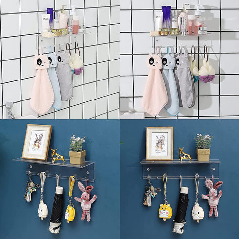 Cq acrylic Clear Acrylic Shelf for Funko Pop Display Shelf Makeup Shelf Organizer and Key Holder,Set of 2