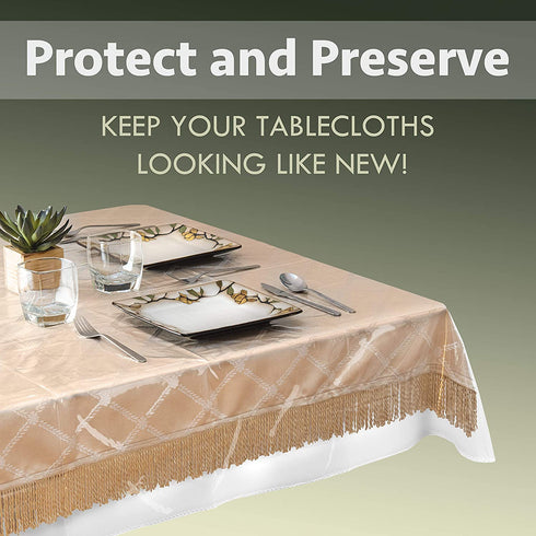 Elaine Karen Clear Tablecloth Protector 100% Waterproof Crystal Clear Plastic Cover for Dining Table Heavy Duty Vinyl, 60" x 108" Oblong