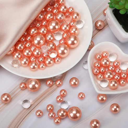 Junkin 300 Pieces Pearl for Vase Filler Pearls Bead for Vase and 10000 Water Gel Beads Makeup Brush Holder Floating Pearls for Centerpieces for Wedding Decor,10mm,14mm,20 mm(Champaign Gold)