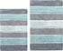 Chardin Home Cordural Stripes Bath Mat, Set of 2 Bath Rugs (17 Inches x24 Inches & 21 Inches x34 Inches) | Non Slip Bathroom Rug, Machine Washable, Plush, Highly Absorbent | Mint Green & Grey