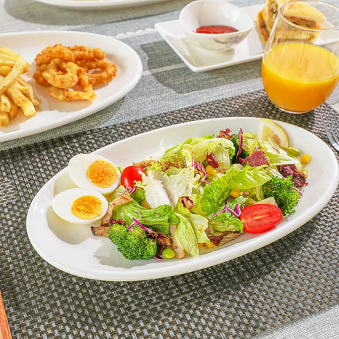 Sweese 749.101 Oval Serving Platters, White Porcelain Serving Platters for Party, Large Oval Serving Trays Serving Plates for Fish Dish, Steak, Restaurant, Dessert Shop, Set of 2, 14 Inches