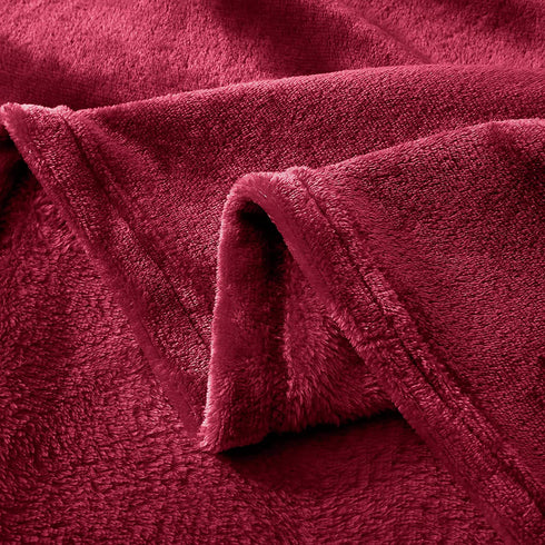 Hannah Linen Plush Fleece Blanket - Cozy Throw Blankets for Couch & Sofa - Lightweight Microfiber Fleece Throw - Super Soft, Warm & Comfy for All Seasons (50x60, Red)