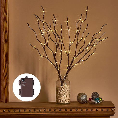 Birchlitland Lighted Brown Branches 18IN 70L Warm White Fairy Lights, LED Willow Branch Lights with Timer Battery Operated for Home Bedroom Living Room Vase Decoration