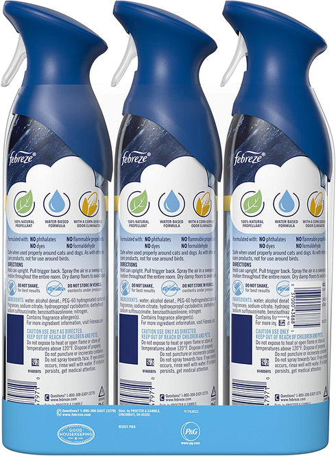 Febreze Air Freshener Spray, Ocean, Odor Eliminator, 3 Count , 8.8 Ounce (Pack of 3)