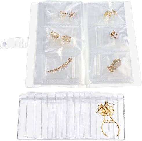 288 Grid Transparent Jewelry Storage Book with Pocket, Jewelry Earring Organizer Storage Holder Book Anti Oxidation Jewelry Storage Album with 100 Pieces Storage Bag for Necklace Bracelets Earring