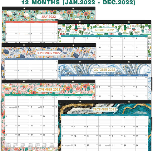 2022 Calendar - 2022 Desk Calendar, January 2022 - December 2022, 22" x 17", Desk / Wall Monthly Calendar, Desk Calendar 2022, Large Ruled Blocks with Julian Date for Planning and Organizing