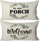 Welcome to Our Porch Linen Throw Pillow Case, 20 x 12 Inch Set of 2, Farmhouse Porch Bench Gift,Welcome Lumbar Decorative, Porch Decor Cushion Cover for Sofa Couch Bed