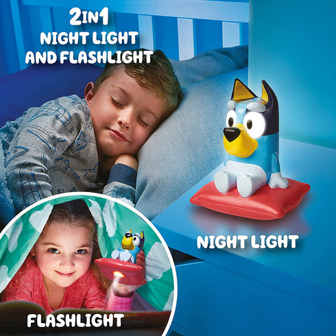 Bluey 2 in 1 Bedtime Night Light and Handy Flashlight - LED Night Light with Auto-Off Timer