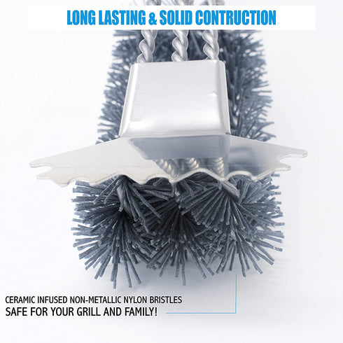 Kona Safe/Clean Nylon Grill Brush and Scraper - Ceramic Infused Bristles, Compatible with Traeger and All Pellet Grills & Smokers - Non Metal Bristle Free Grill Cleaner