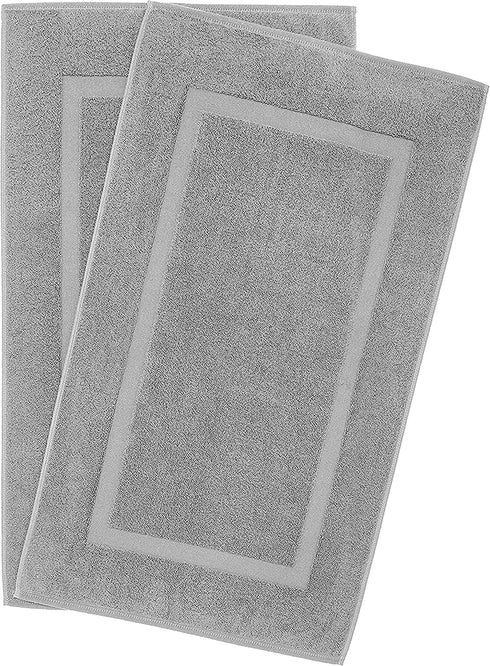 Cotton Paradise, Bath Mat Towels for Bathroom, 20x34 inch 100% Cotton Bath Mats, Soft Absorbent Washable Floor Towels Bath Mat Rugs, Light Gray