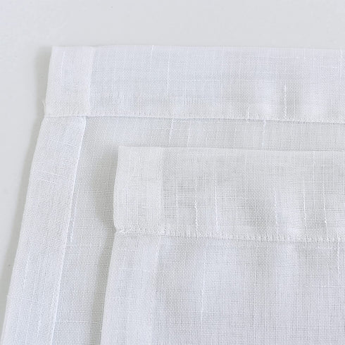 RNDRSSE Sheer Curtains Faux Linen Semi Voile Light Filtering Drapes Pair for Bedroom Living Room, Set of 2 Grommet Top Window Curtain Panels (Each 54 x 84 Inch, White)