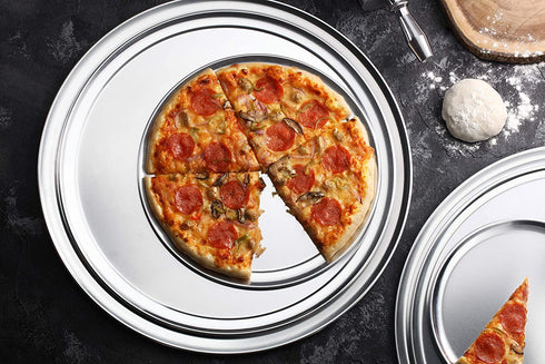 New Star Foodservice 50875 Pizza Pan/Tray, Wide Rim, Aluminum, 10 Inch, Pack of 6