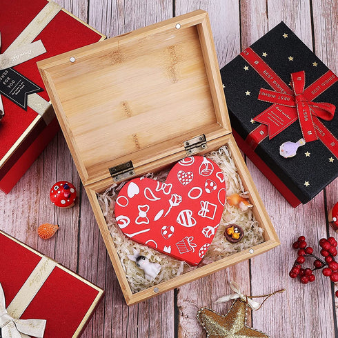 Woiworco Wood Box for Crafts, 6.7 x 5.1 x 3.1 inch Natural Bamboo Wooden Boxes Wooden Box for Art and DIY Hobbies, Decorative Box and Home Storage Wooden Keepsake Box Gift
