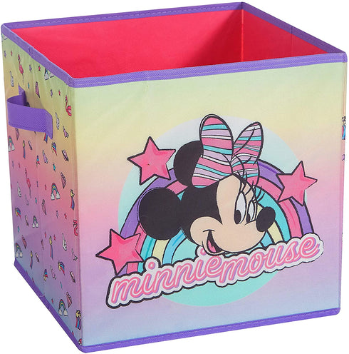 Idea Nuova Disney Minnie Mouse 2 Pack Collapsible Storage 11.5" Cubes with LED Lights