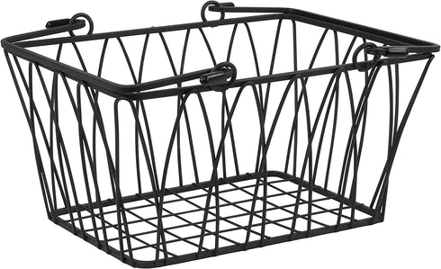 Spectrum Diversified Twist Handles Modern Farmhouse D©cor, Farmers Market-Style Wire Kitchen Organization, Small Storage Basket, Black