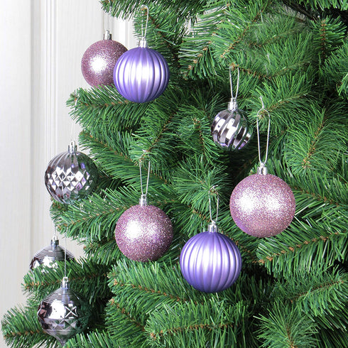 QinYing 4cm Light Purple 41pcs Shatterproof Christmas Tree Hanging Balls Christmas Balls Ornaments for Holiday Party Baubles Decoration Set with Hang Rope