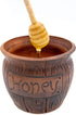 Honey Jar with a Dipper 16oz. Ceramic Honey Pot Made Out of Solid Clay Piece. Honey Container, and a Great Rustic Bowl for Gift (Brown) - Ceramic Beehive Honey Pot with Dipper.