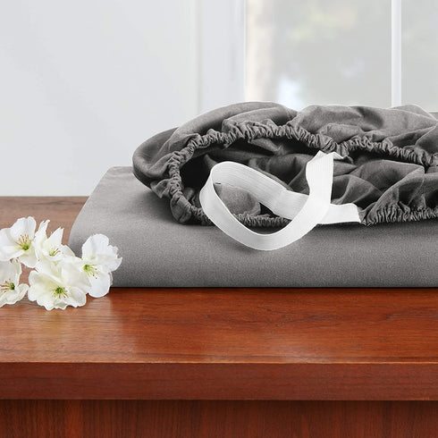 Empyrean Bedding Extra Deep Pocket Fitted Sheets - Bottom Sheets for Queen Size - from 18 Inches Up to 21 Inches Extra Deep Pocket Queen Fitted Sheets - Fitted Bed Sheets only (Queen Charcoal Grey)