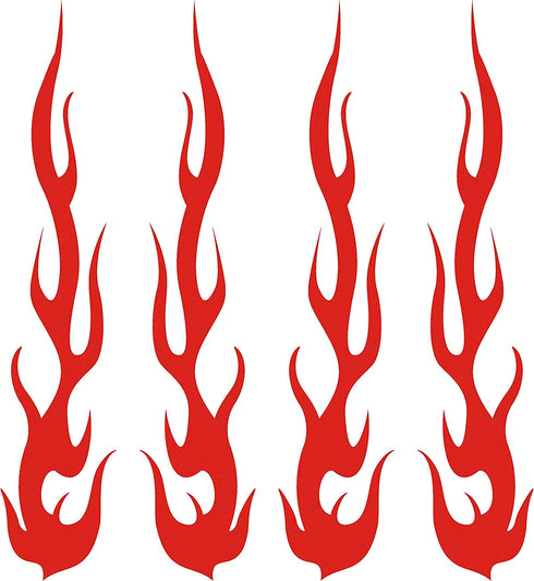 Red Hot Rod Flame Fire Tribal Retro Reflective Decals Sticker for Helmet Cane Bicycle 1"x5", 4 pack
