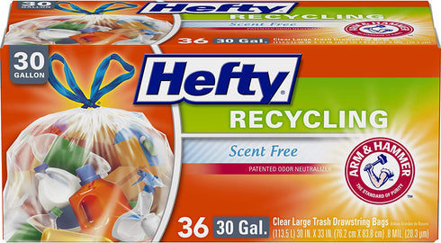 Hefty Recycling Trash Bags, Clear, 30 Gallon, 36 Count