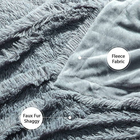 Decorative Extra Soft Faux Fur Throw Blanket 50" x 60",Solid Lightweight Fuzzy Reversible Long Hair Shaggy Blanket,Fluffy Cozy Plush Mink Fleece Comfy Microfiber Blanket for Couch Sofa Bed,Light Gray