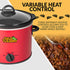 Taco Tuesday 4-Quart Fiesta Slow Cooker With Tempered Glass Lid, Cool-Touch Handles, Removable Round Ceramic Pot, Red