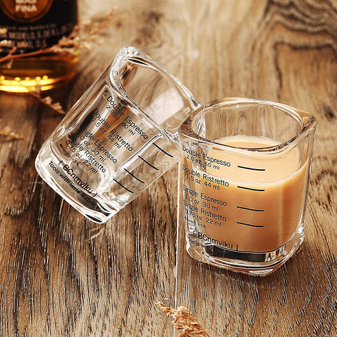 Espresso Shot Glass Liquid Heavy Sturdy Glass Shot Glasses Measuring cup Wine Glass 6 Pack 2oz/60ml By BCnmviku (Sturdy 6Pack)