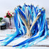 40 Pieces Mix Color Ribbon Wands Sticks with Bell Fairy Stick Party Streamers for Wedding Party (White, Blue, Light Blue)