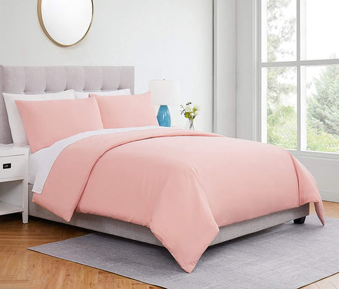 CloverForty Bedding Duvet Cover 3 Pieces Set - Super Soft Double Brushed Light-Weight Microfiber Comforter Cover with Zipper Closure and 2 Pillow Sham, Pink - King 104" X 90"