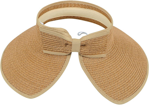 Simplicity Women's UPF 50+ Wide Brim Roll-up Straw Sun Hat Sun Visor