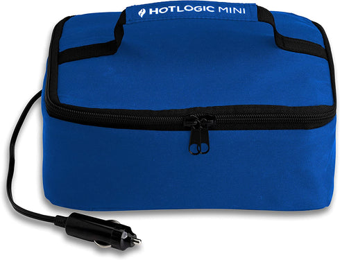 HOTLOGIC Mini Portable Oven, Food Warmer Electric Lunch Box with 12V Vehicle Plug, Mini Personal Heated Lunch Box for Cooking and Reheating Meals in Vehicles and Trucks for Work or Travel (Blue)